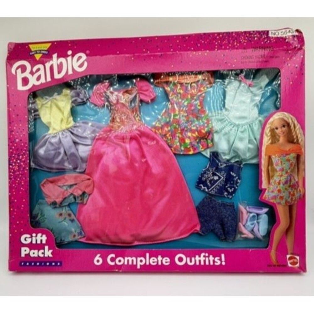 Mattel Barbie Fashion Gift Pack 6 Complete Outfits NEW 1996 68073-82 Box Dented